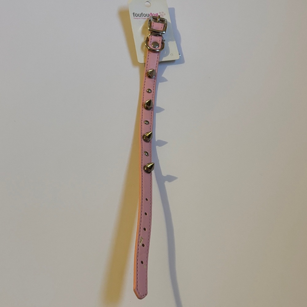 12” Pink Studded Dog Collar - Adjustable Fashion Collar